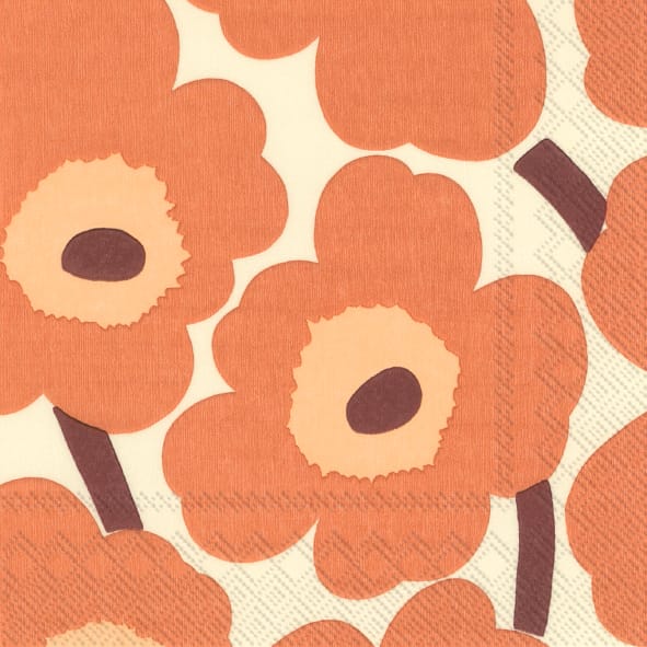 Unikko servet 33x33 cm 20-pack - Cream-Terracotta - Marimekko