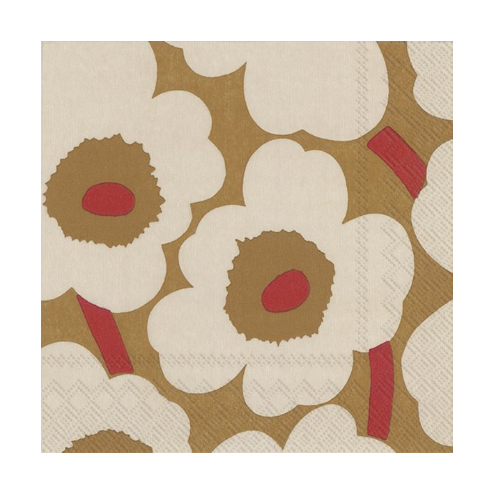 Marimekko Unikko servet 33x33 cm 20-pack Dark cream-red