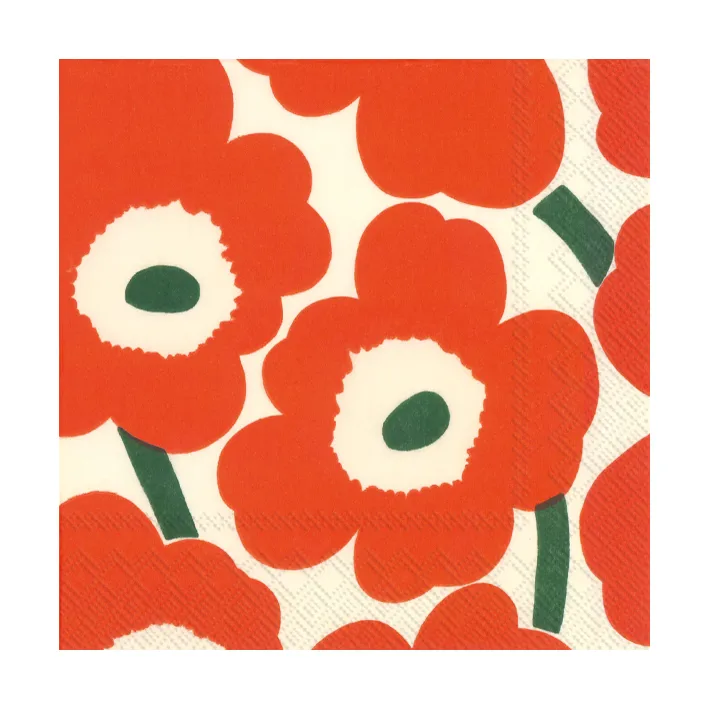 Unikko servet 33x33 cm 20-pack, Oranje/Groen Marimekko