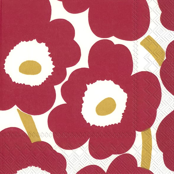 Unikko servet 33x33 cm 20-pack - Red-Gold - Marimekko