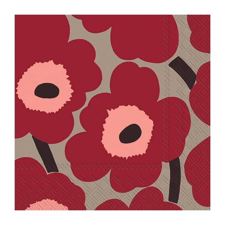 Unikko servet 33x33 cm 20-pack - Red-linen - Marimekko