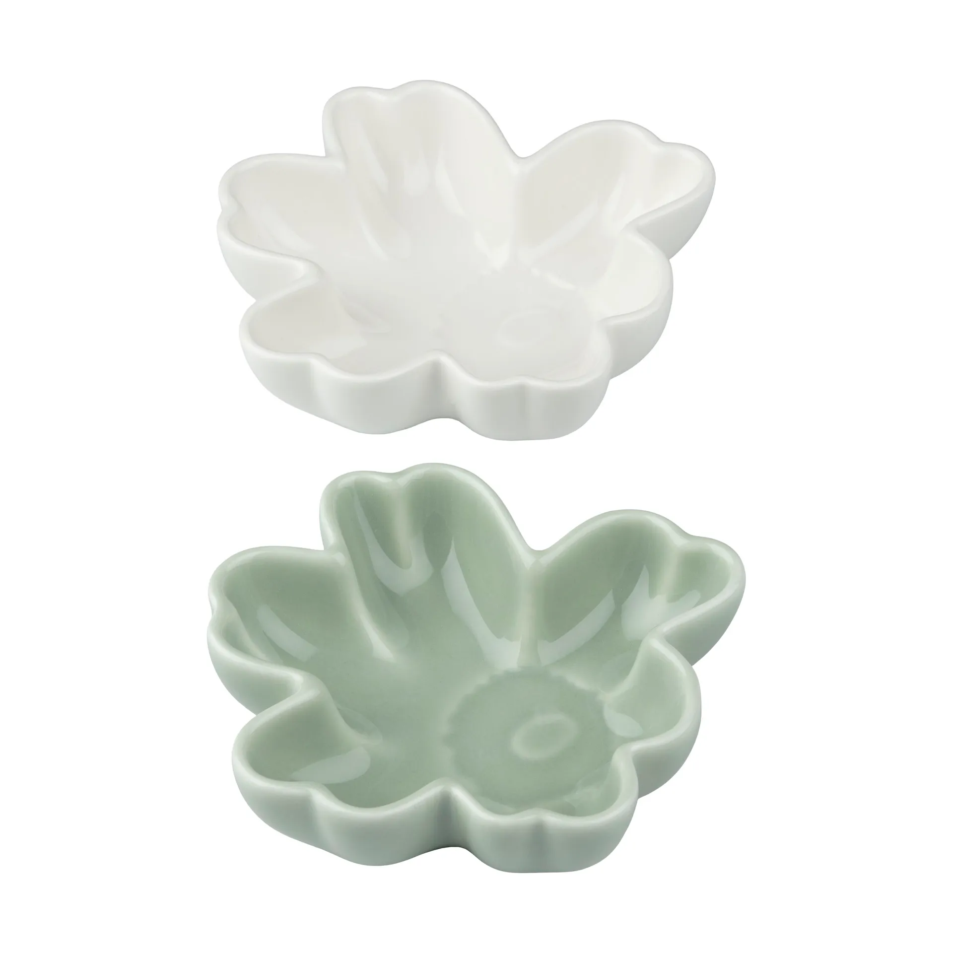 Unikko Shape schaal Ø11 cm 2-delig, White-light green Marimekko