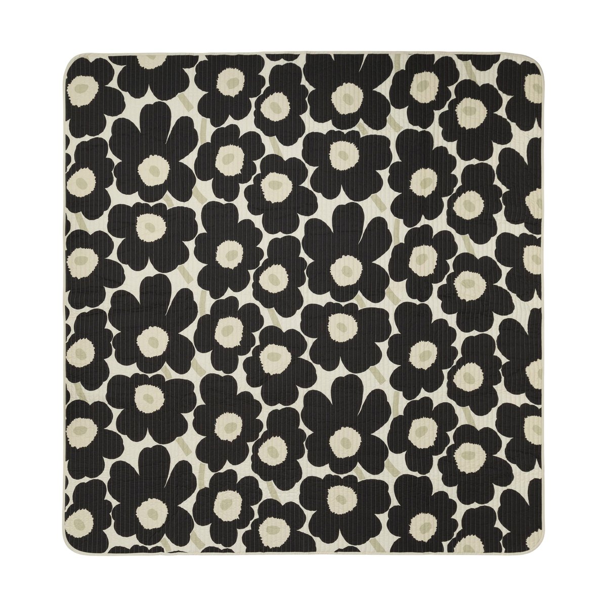 Marimekko Unikko sprei 260x260 cm Charcoal-sand | Scandinavisch Interieur | Lakens | Zwart