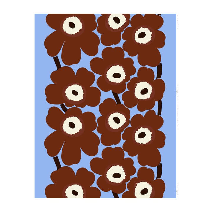 Unikko stof - Lichtblauw-bruin-natuurwit - Marimekko