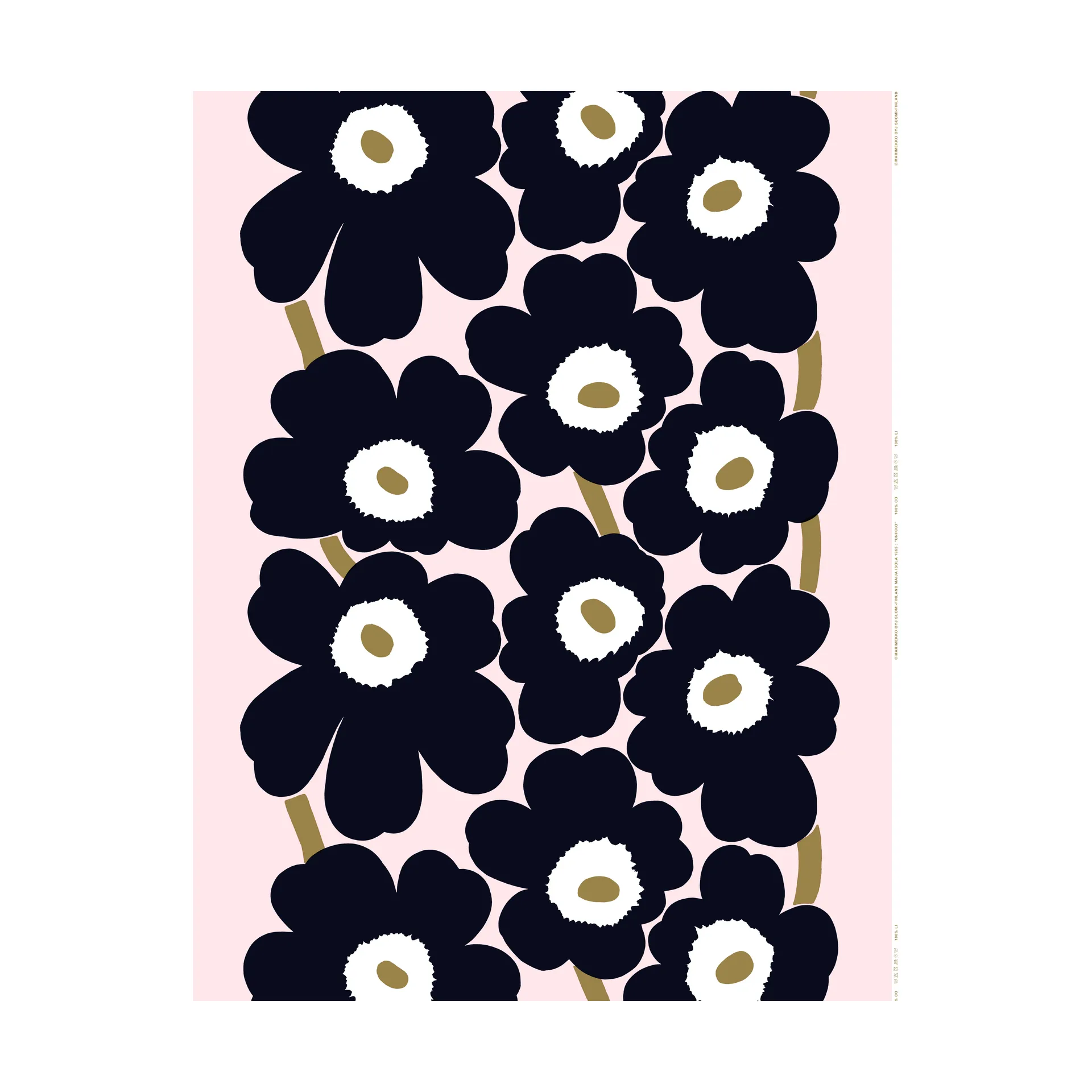 Unikko stof, Pink-charcoal-light brown Marimekko
