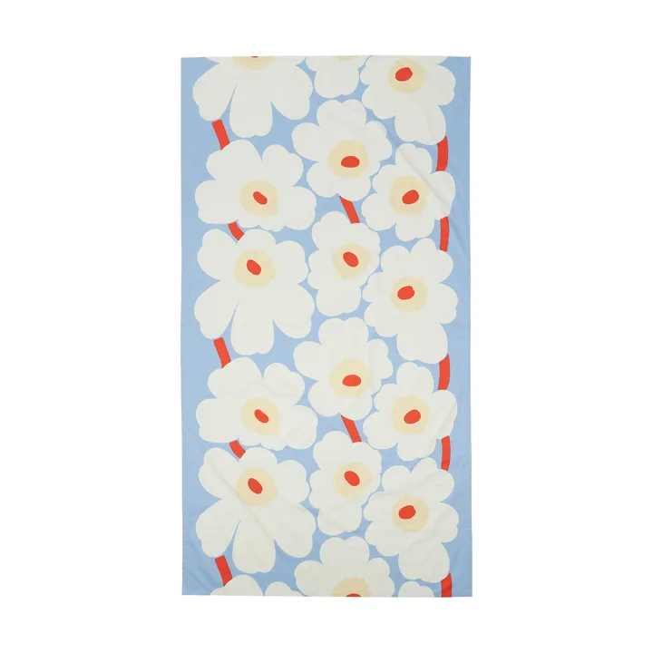 Unikko tafelkleed - Light blue-off white-melon-orange red, 135x250 cm - Marimekko
