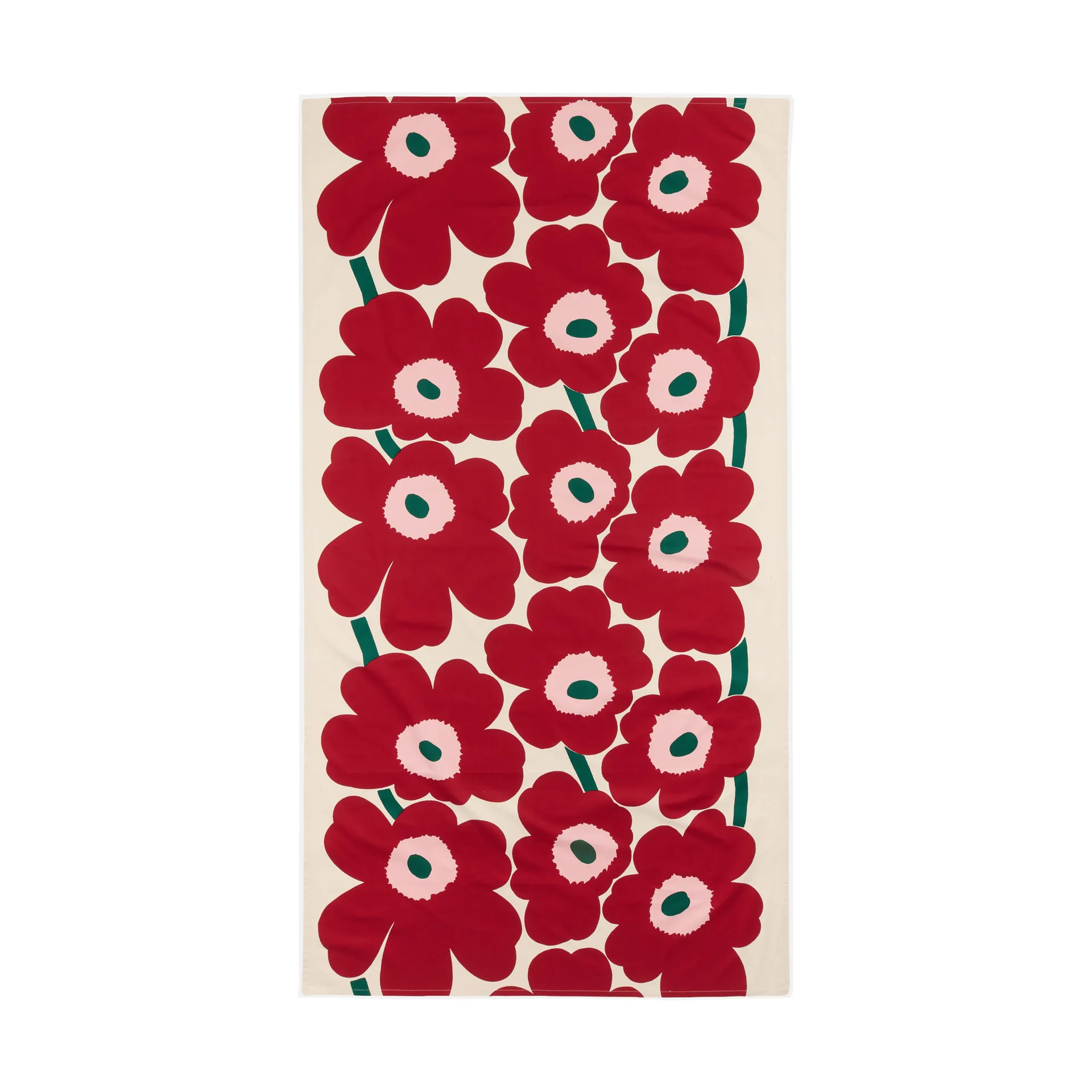 Unikko tafelkleed, Off white-cranberry-roze, 135x250 cm Marimekko