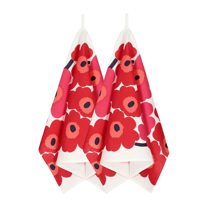 Unikko theedoek 2-pack - Wit-rood - Marimekko