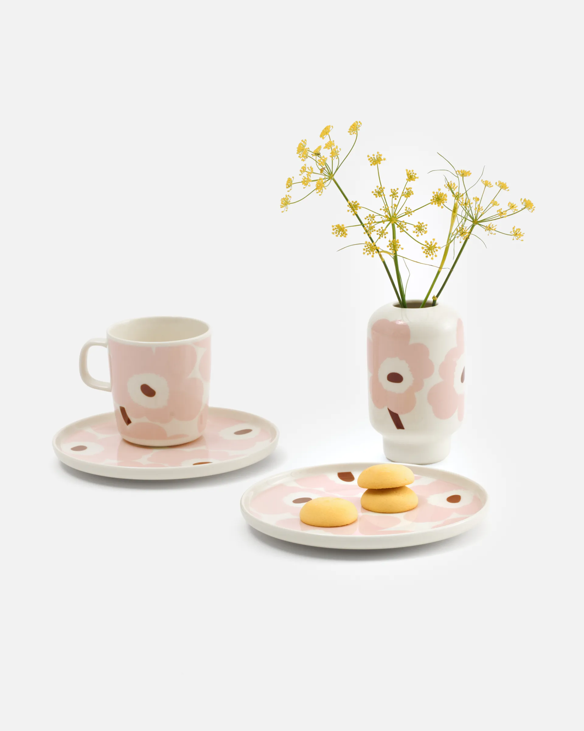 Unikko vaas 14 cm, White-light pink-chestnut Marimekko