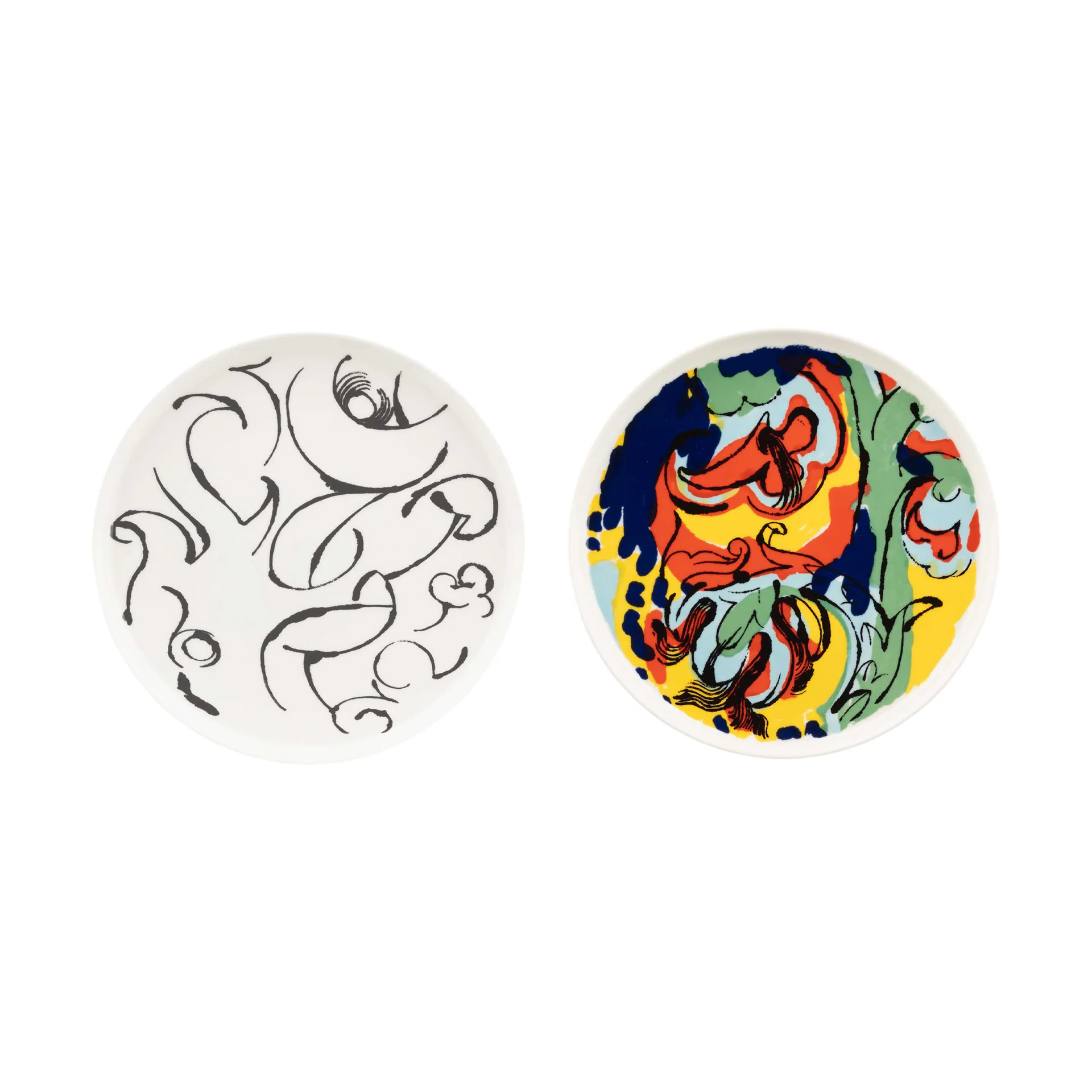 Vildstjälk & Kraftmo bord Ø25 cm 2-delig, White-black-multi Marimekko