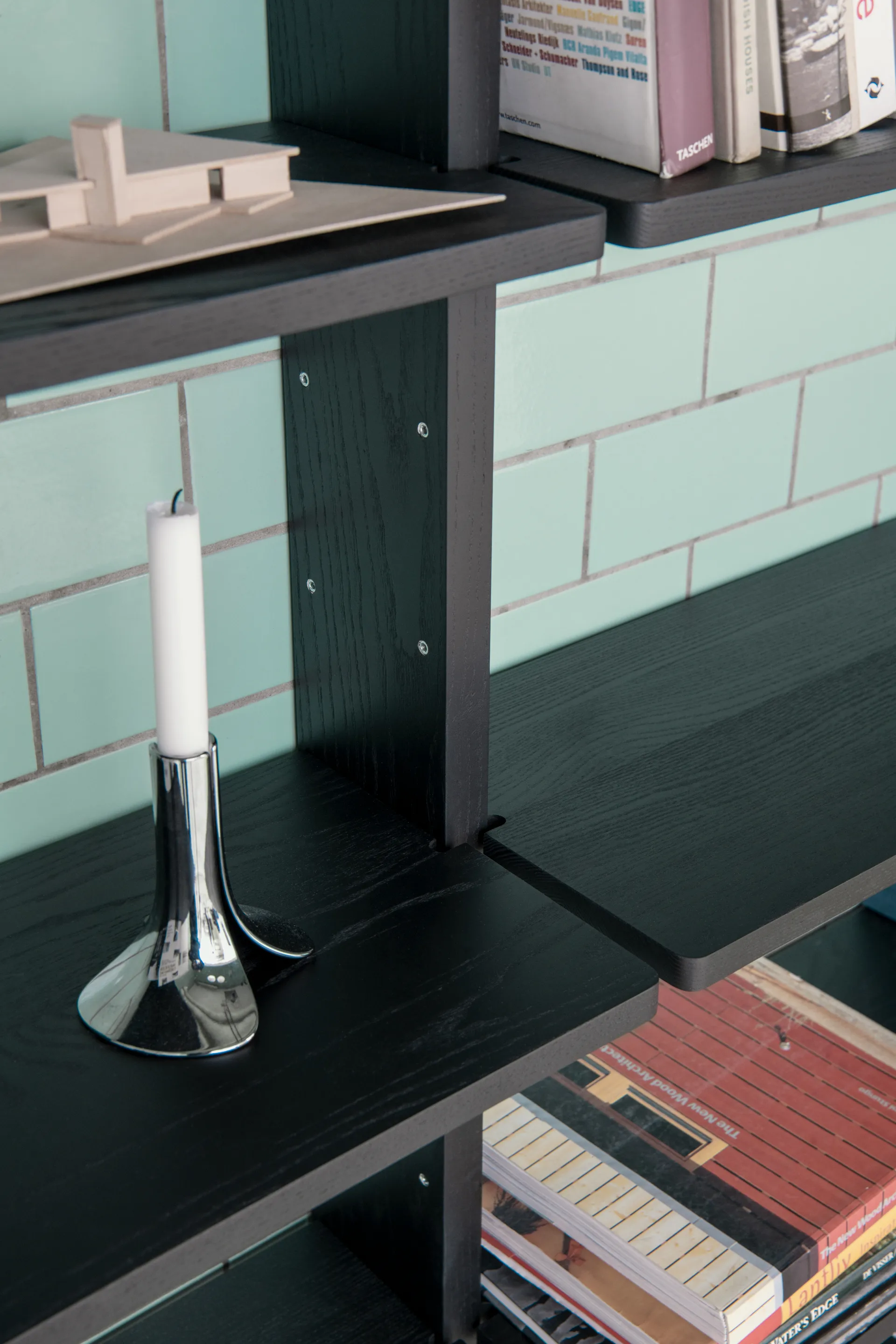 Gridlock Deep Shelf W800 plank, Black stained Ash Massproductions