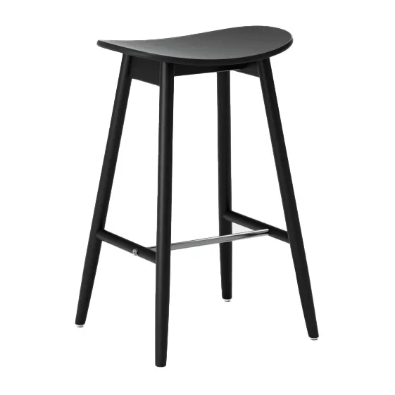 Icha barkruk 65 cm, Zwartgebeitst beukenhout Massproductions