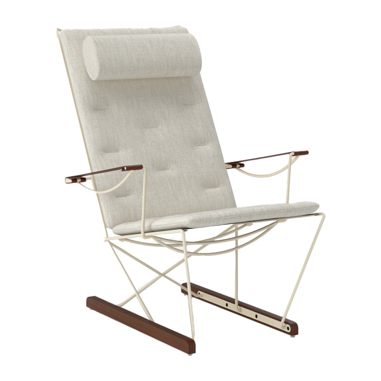 Massproductions Spark Lounge Chair, ivory-walnootgebeitst beukenhout Romo Ruskin Quill 7757/10