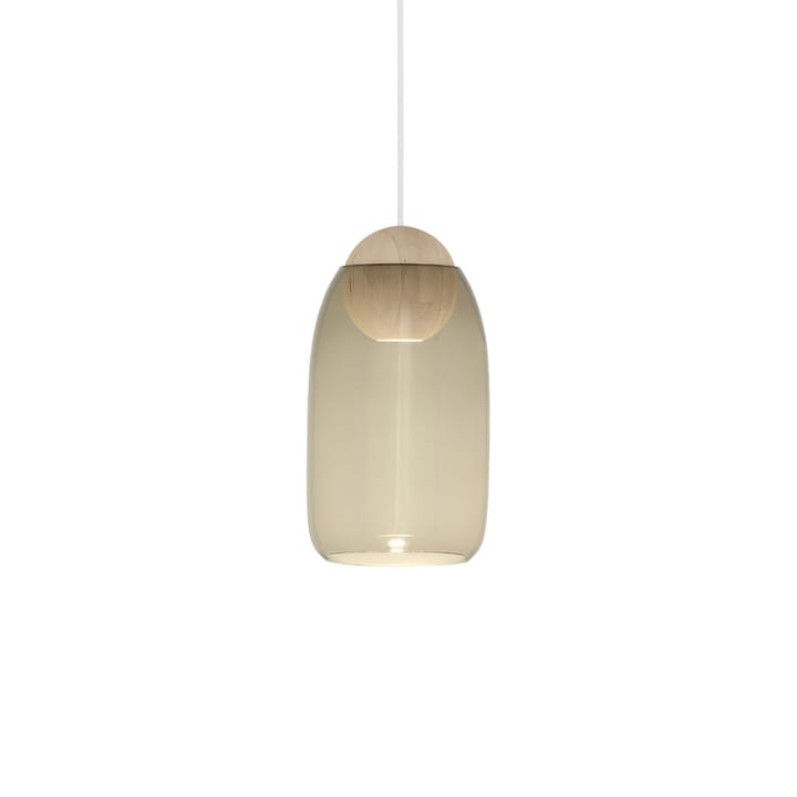 Liuku Ball hanglamp - smoked glass, matgelakt lindehout - Mater