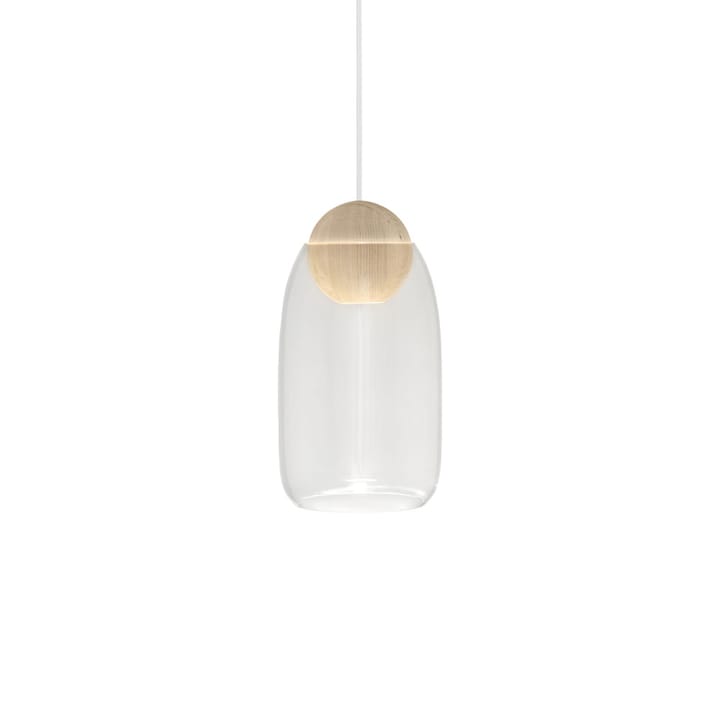 Liuku Ball hanglamp - transparant, matgelakt lindehout - Mater
