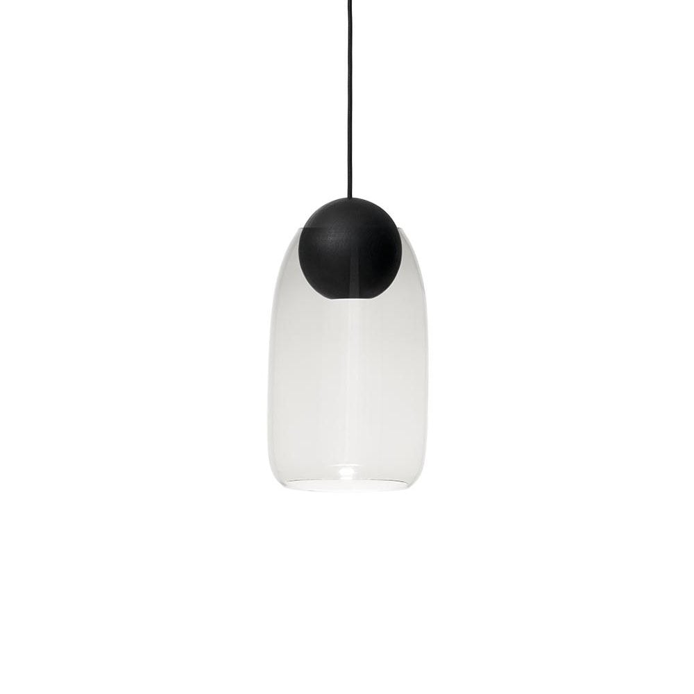 Mater Liuku Ball hanglamp transparant, zwartgelakt lindehout