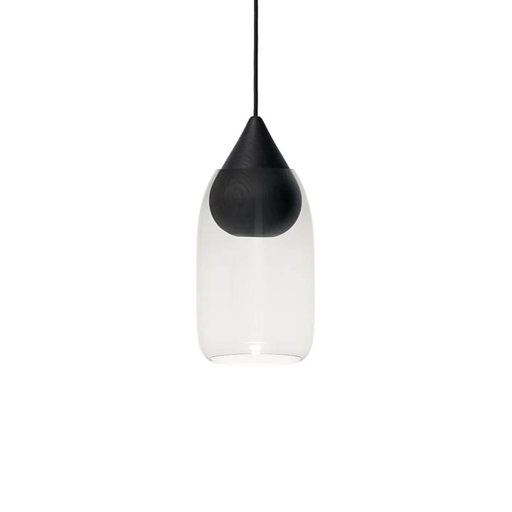 Liuku Drop hanglamp - transparant, zwartgelakt lindehout - Mater