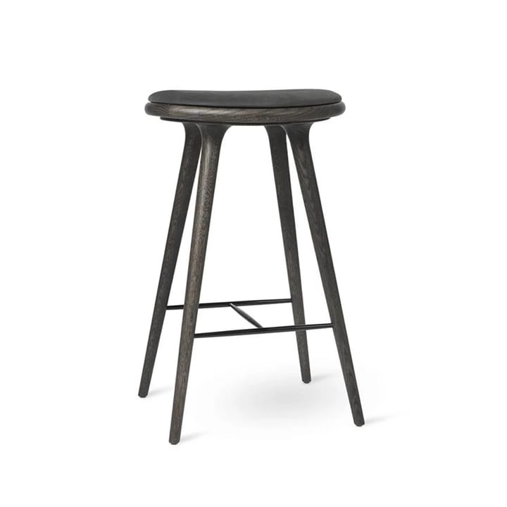Mater high stool barkruk laag 69 cm - leer zwart, sirka grey eikenhout - Mater