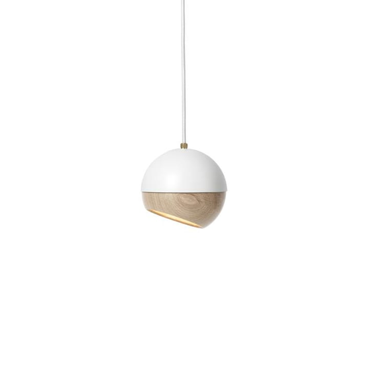 Ray hanglamp - white, medium- eikenhouten detail op de kap - Mater