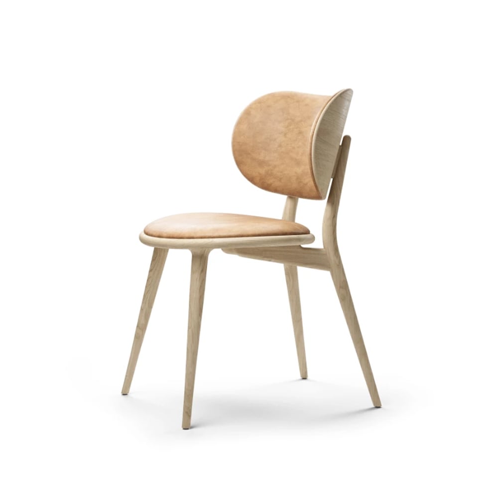 Mater The Dining Chair stoel leer natural, matgelakt eikenhouten onderstel