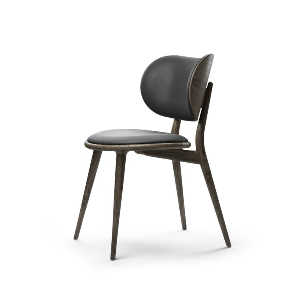 Mater The Dining Chair stoel leer zwart, sirka grey eikenhouten onderstel