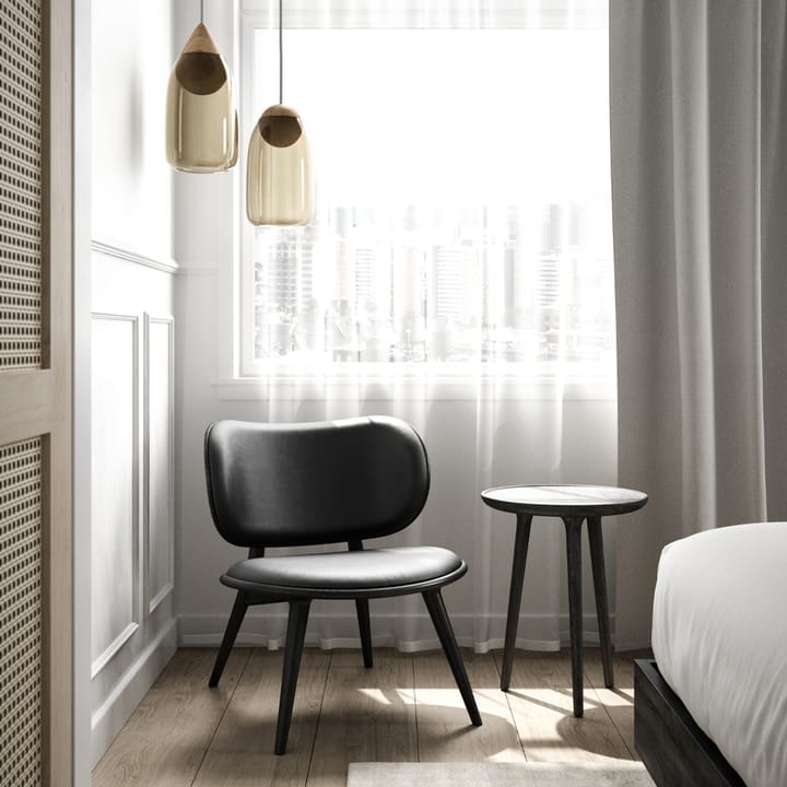 The Lounge Chair loungestoel - leer black, zwartgebeitst beukenhouten onderstel - Mater