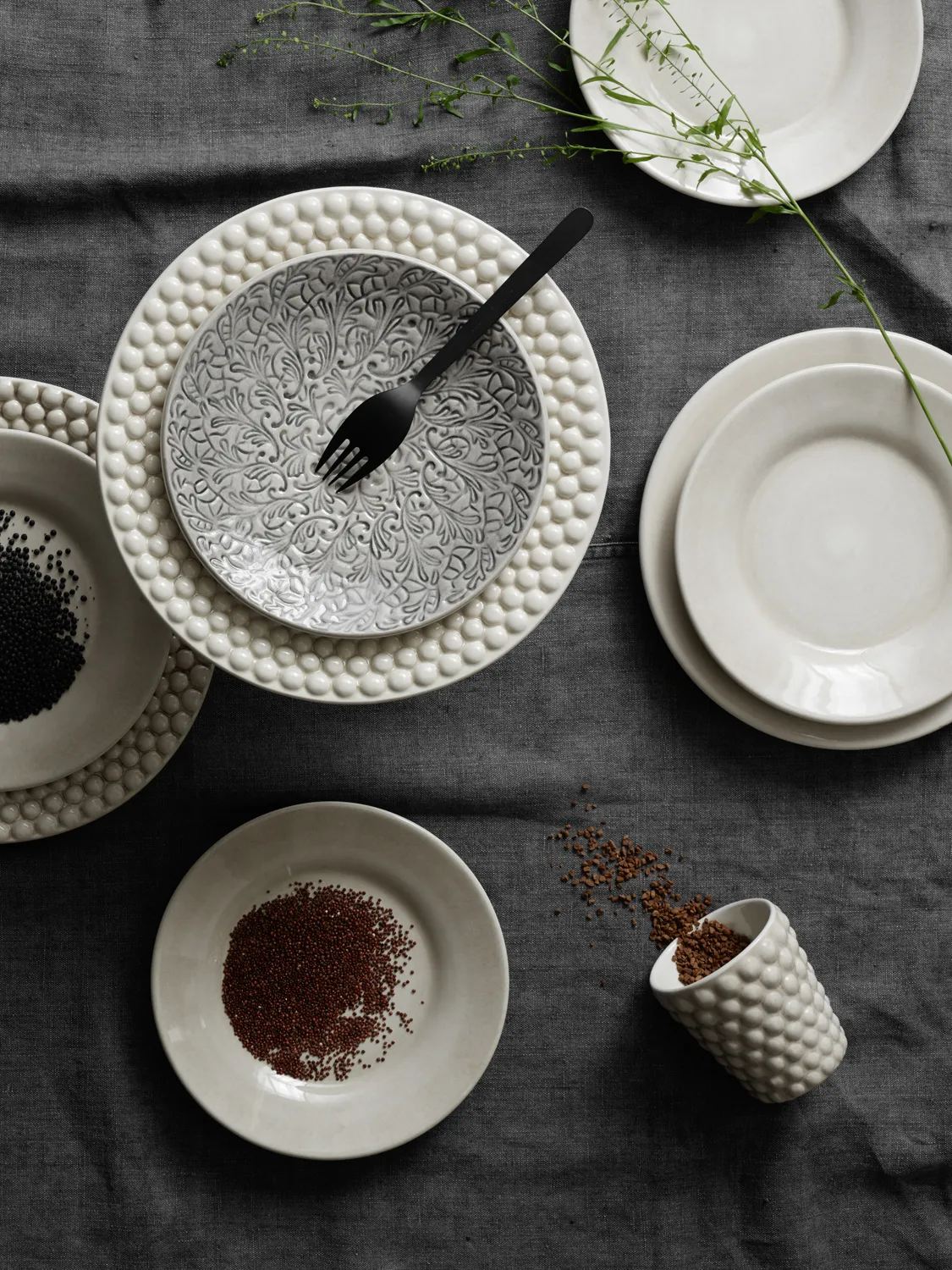 Lace bord, 20 cm, Grijs Mateus