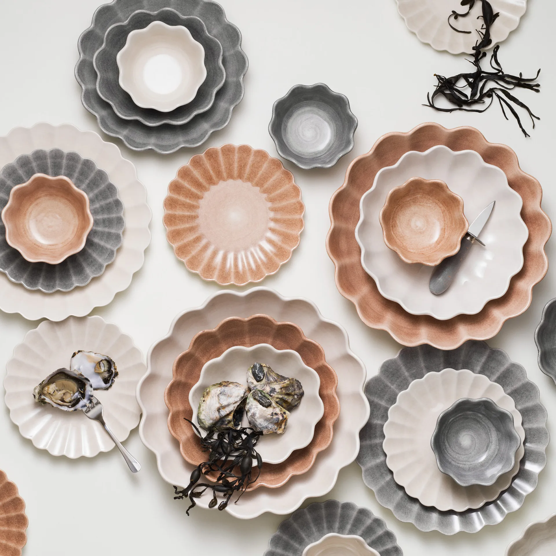 Oyster bord 28 cm, Grijs Mateus