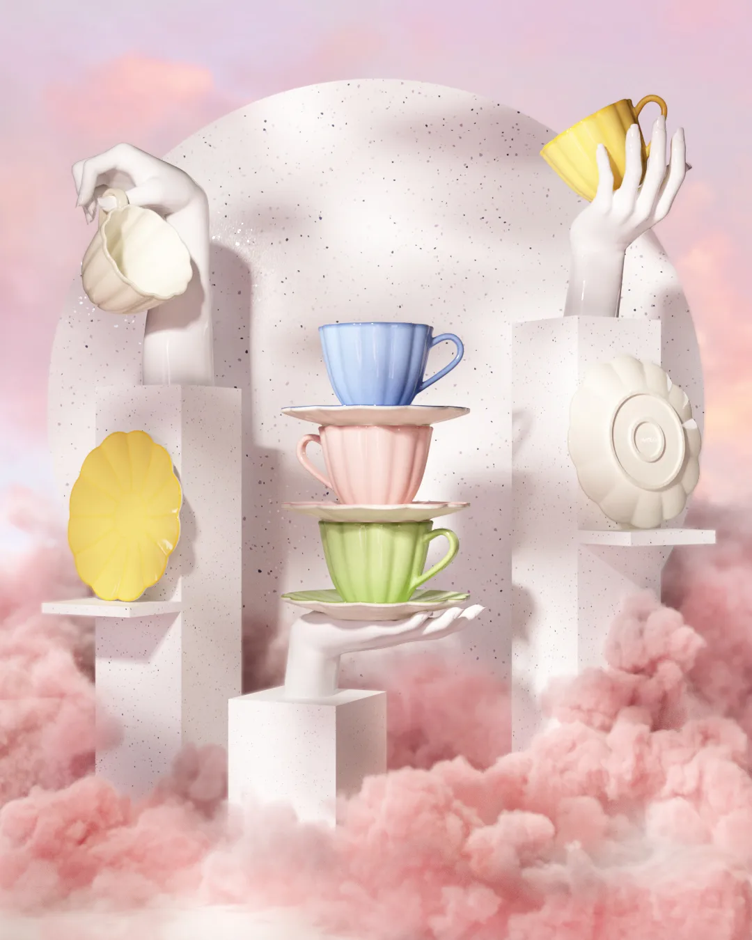 Oyster kop met schotel 25 cl, Grijs Mateus