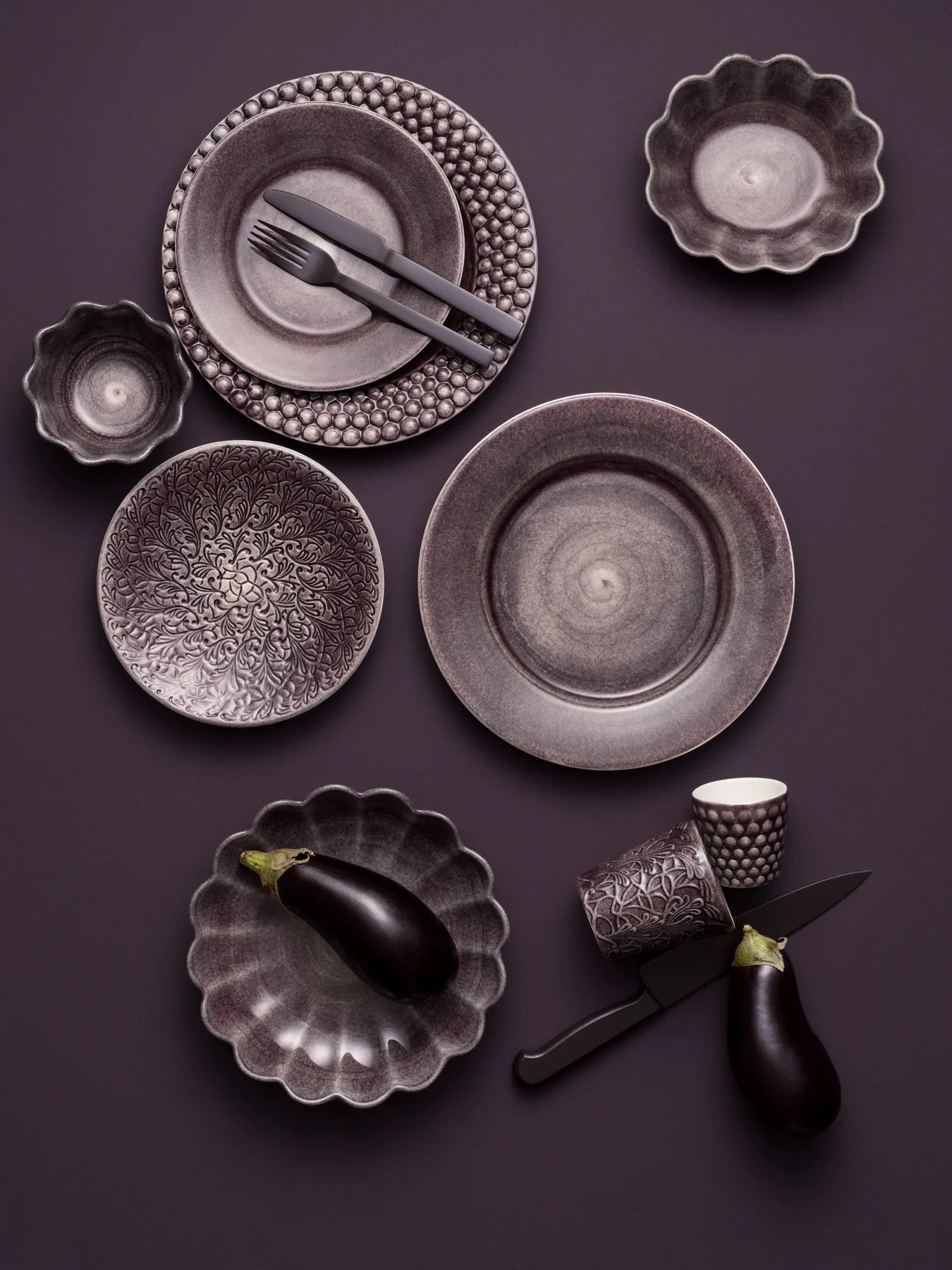 Oyster schaal Ø13 cm, Donkerpaars Mateus