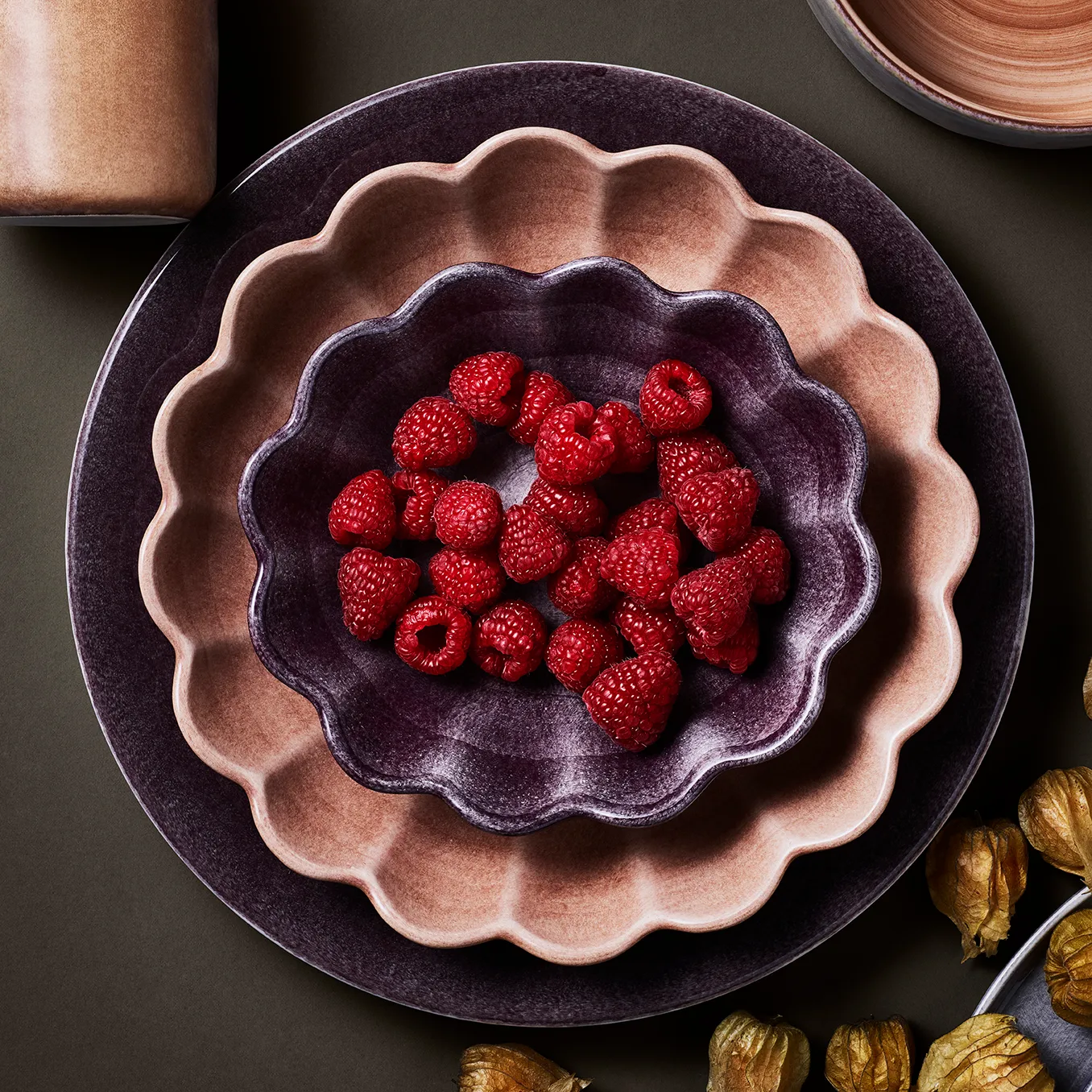 Oyster schaal 16x18 cm, Donkerpaars Mateus