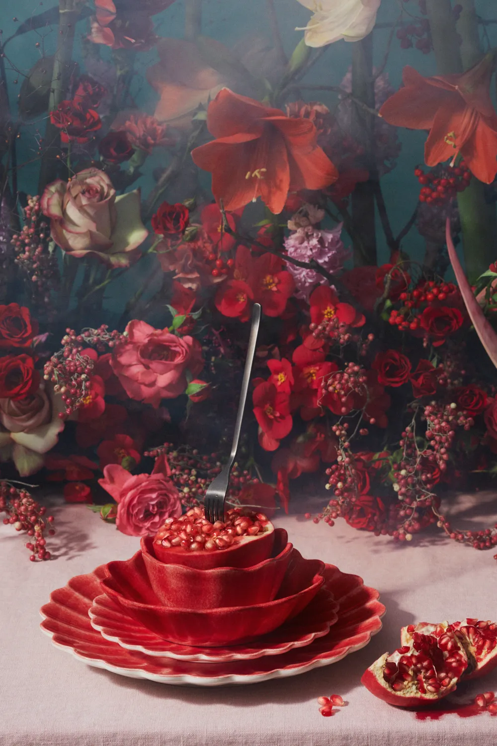 Oyster schaal 18x23 cm, Rood Mateus