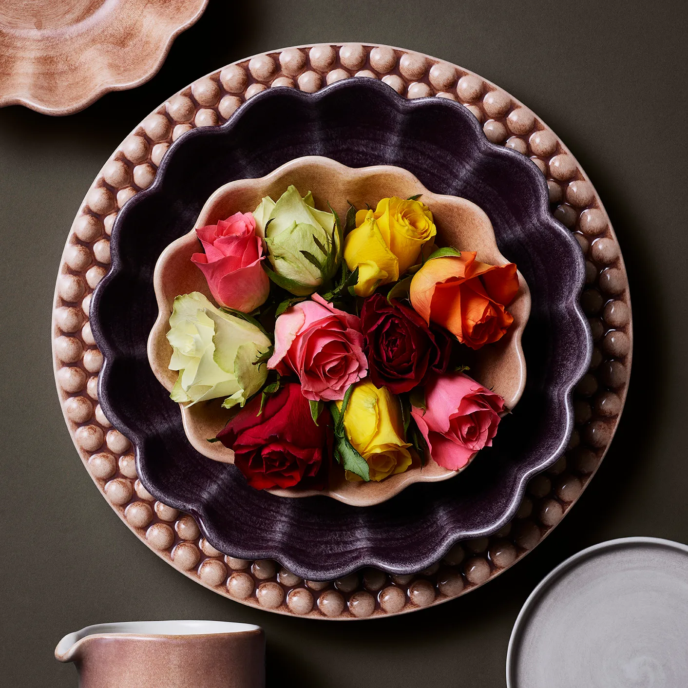 Oyster schaal Ø24 cm, Donkerpaars Mateus