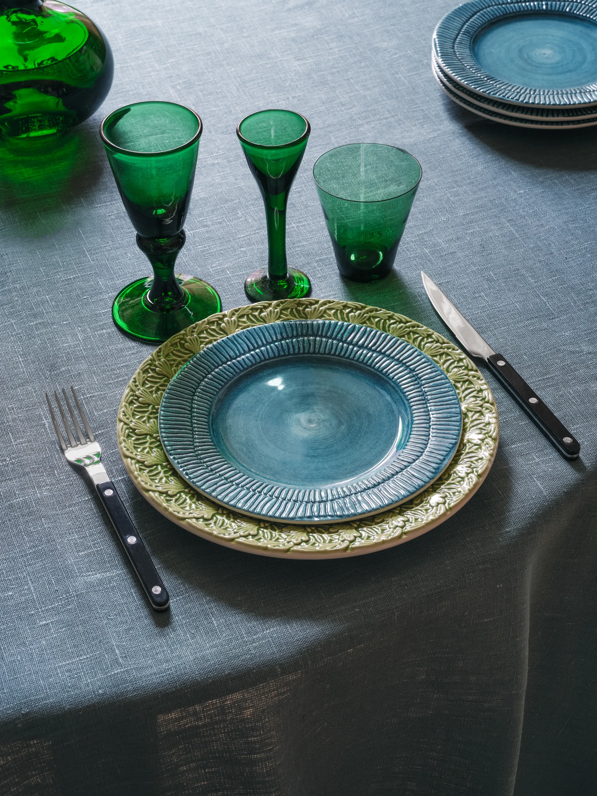 Stripes bord Ø21 cm, Ocean Mateus