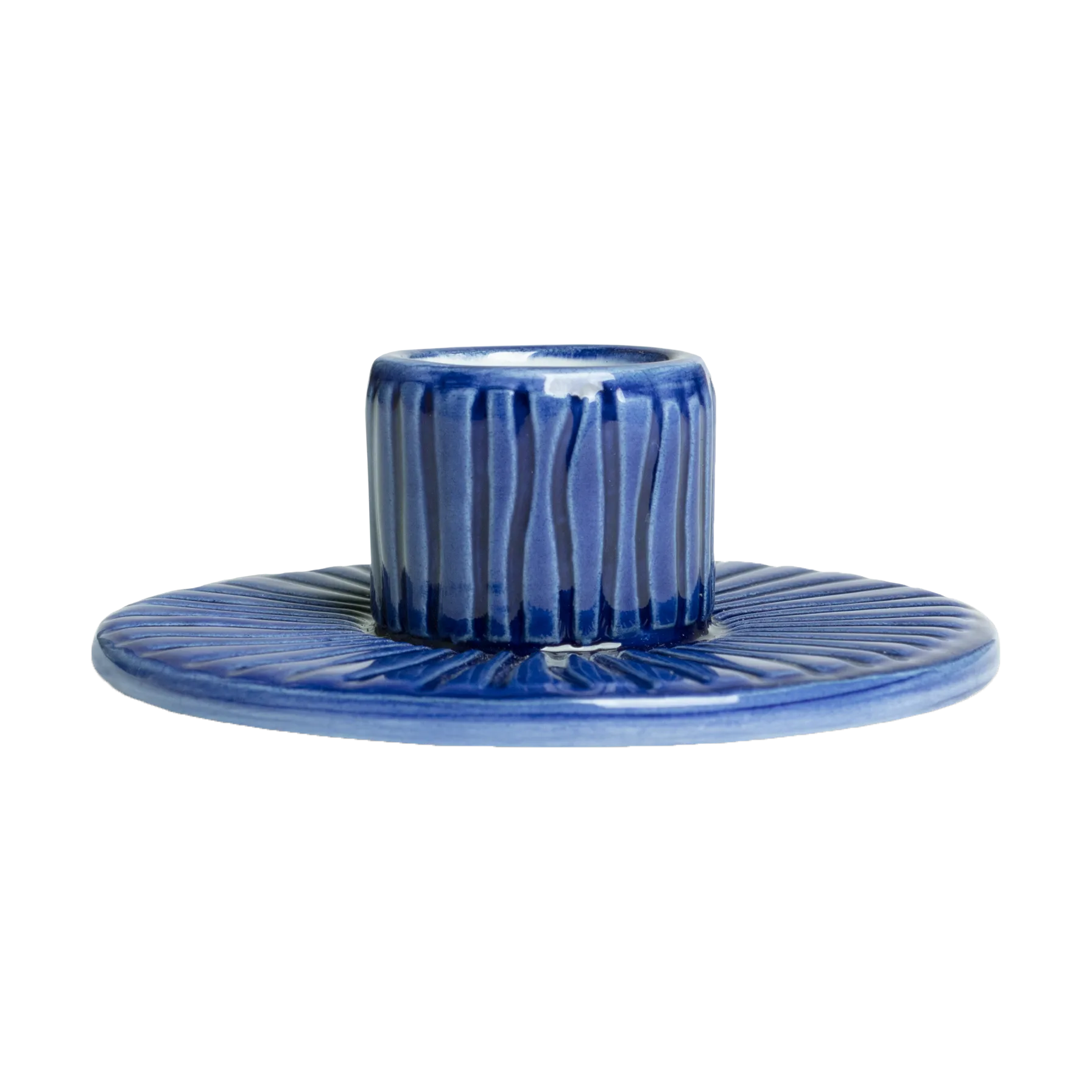 Stripes kandelaar Ø8 cm, Blauw Mateus