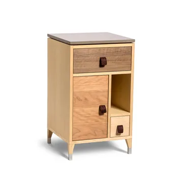 Abisko lage poot nachtkastje - gemengde houtsoorten, betonnen blad - Mavis