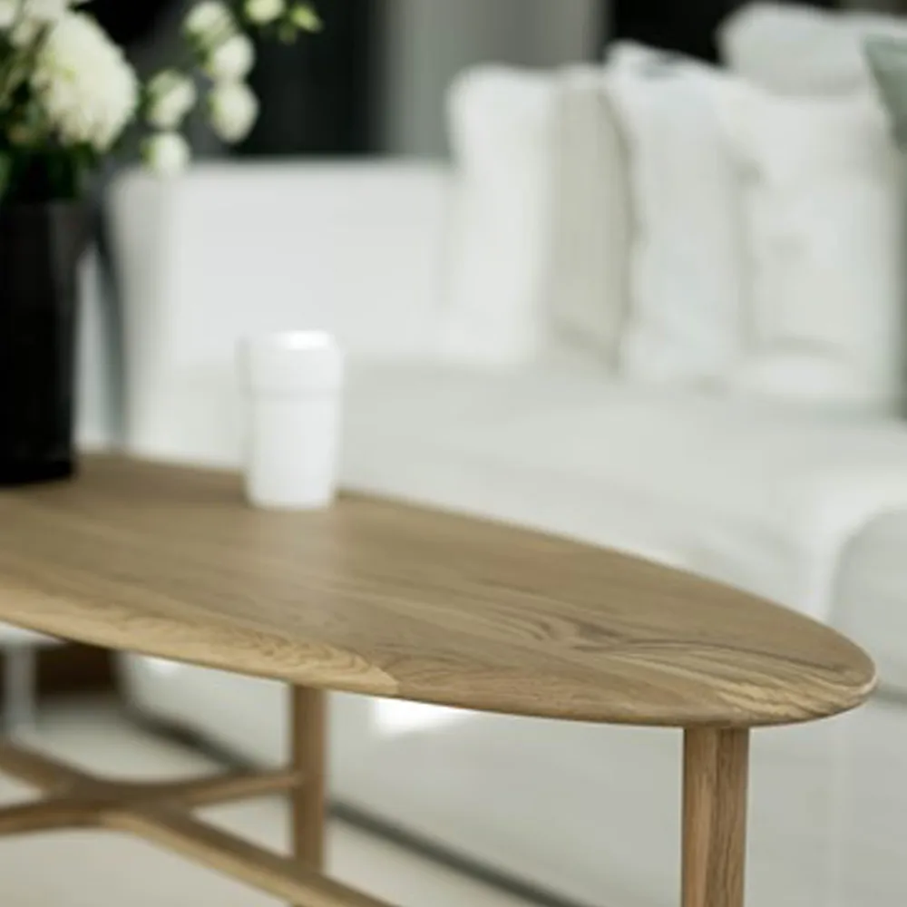 Crest salontafel ovaal, eik witpigment helderlak, ovaal Mavis