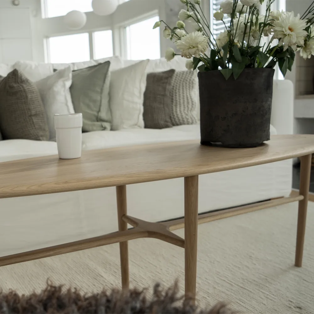 Crest salontafel ovaal, eik witpigment helderlak, ovaal Mavis