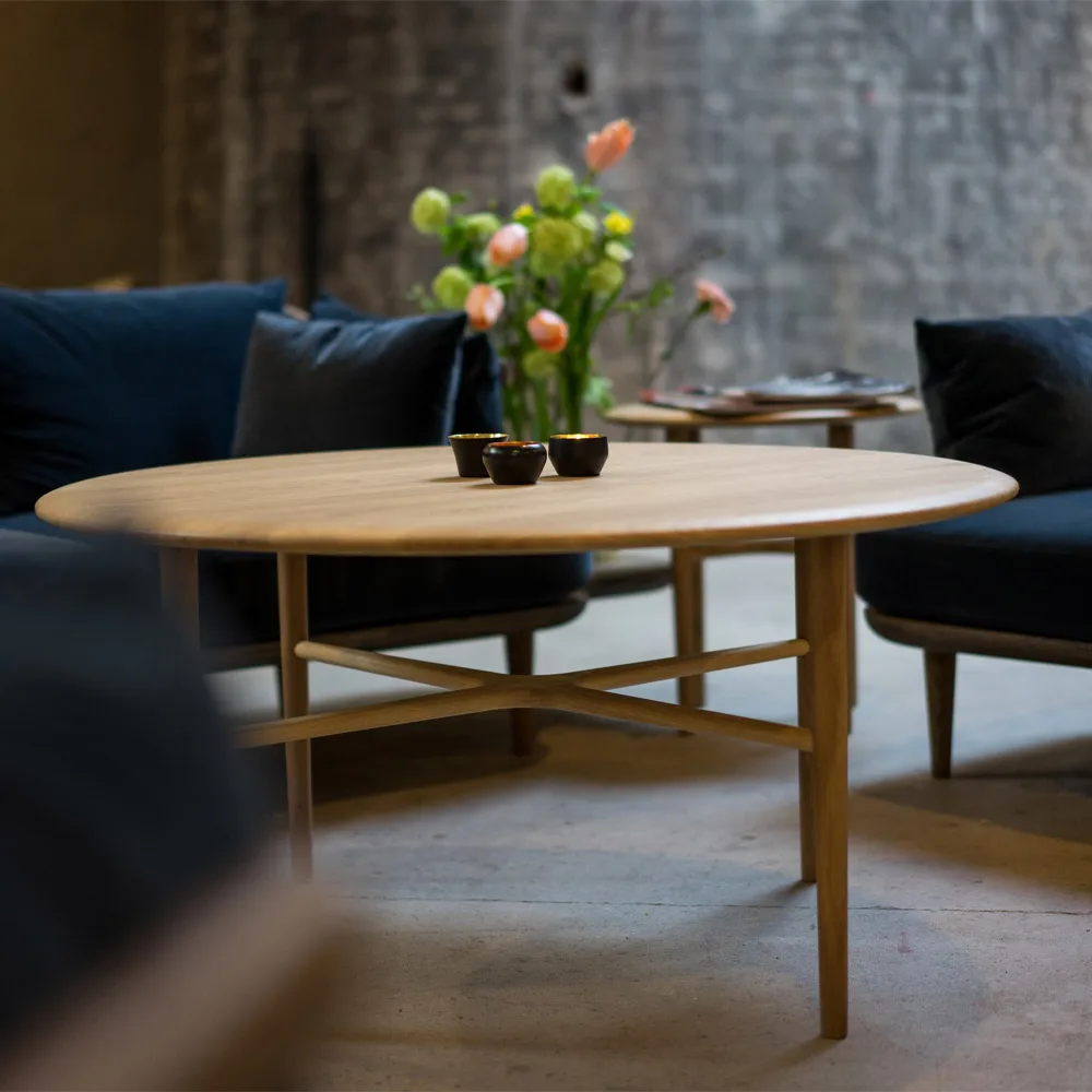 Crest salontafel rond, eik witgepigmenteerde blanke lak Mavis