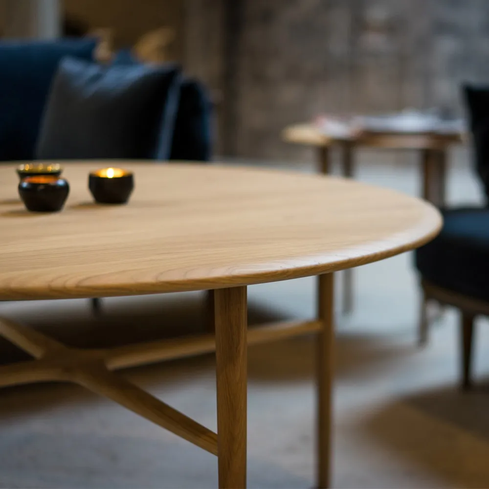 Crest salontafel rond, eik witgepigmenteerde blanke lak Mavis