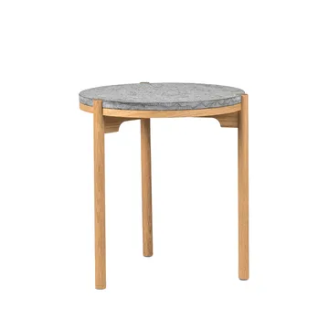 Dondo bijzettafel witgepigmenteerd eiken Ø45 cm - Geschaafd kalksteen - Mavis