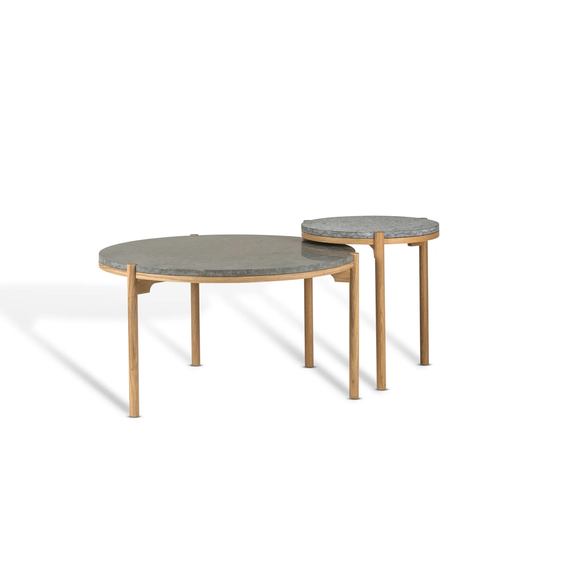 Dondo bijzettafel witgepigmenteerd eiken Ø45 cm, Geschaafd kalksteen Mavis