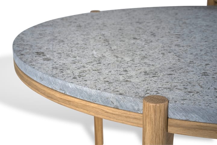 Dondo bijzettafel witgepigmenteerd eiken Ø45 cm, Geschaafd kalksteen Mavis