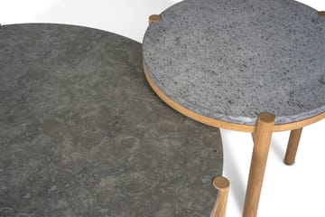 Dondo bijzettafel witgepigmenteerd eiken Ø45 cm - Geschaafd kalksteen - Mavis