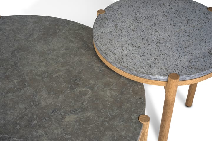 Dondo bijzettafel witgepigmenteerd eiken Ø45 cm, Geschaafd kalksteen Mavis