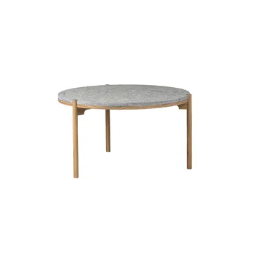 Dondo salontafel witgepigmenteerd eik Ø80 cm - Geschaafd kalksteen - Mavis