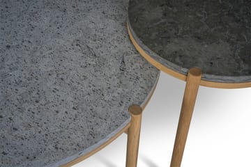Dondo salontafel witgepigmenteerd eik Ø80 cm - Geschaafd kalksteen - Mavis