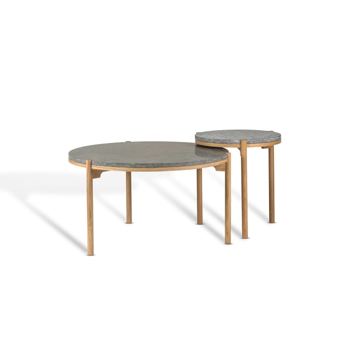 Dondo salontafel witgepigmenteerd eik Ø80 cm, Geslepen kalksteen Mavis