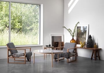 Dondo salontafel witgepigmenteerd eik Ø80 cm - Geslepen kalksteen - Mavis