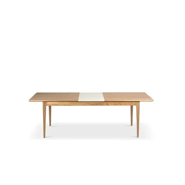 Höllviken eettafel - Eik witgepigmenteerde matte lak-1 inzet-beige mdf á 50 cm - Mavis